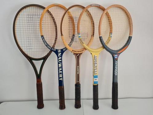 5 vintage houten tennisrackets: Prince - Snauwaert -, Verzamelen, Overige Verzamelen