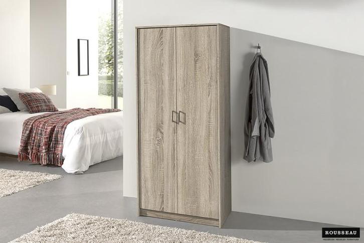 Kledingkast Ray 2 deuren Sonoma Spaanderplaat en decor, Huis en Inrichting, Kasten | Kleerkasten, Nieuw, Ophalen of Verzenden
