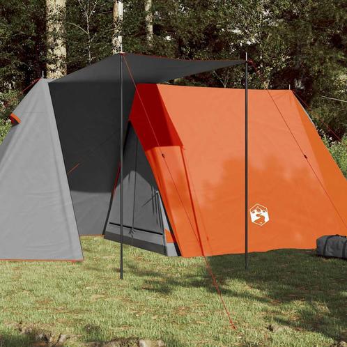 vidaXL Tent 3-persoons waterdicht grijs en oranje, Caravans en Kamperen, Tenten, Nieuw, Verzenden