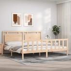 vidaXL Bedframe met hoofdbord massief hout 180x200 cm, Huis en Inrichting, Slaapkamer | Bedden, Verzenden, Nieuw