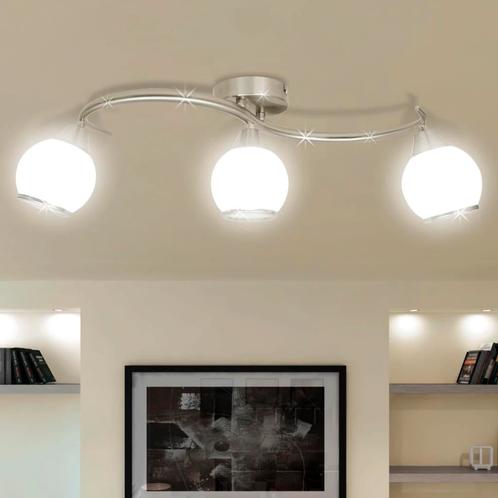 vidaXL Plafondlamp glazen kappen + golvende rail voor 3 x, Huis en Inrichting, Lampen | Plafondlampen, Nieuw, Verzenden