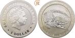 1 Dollar Lunar 1 Unze Feinzilver Krokodil 2014 Australien:, Verzenden