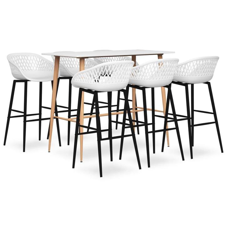 vidaXL 7-delige Barset wit, Huis en Inrichting, Complete eetkamers, Nieuw, Verzenden