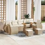 vidaXL 10-delige Tuin Sofa Set met Kussens in Beige, Poly, Verzenden, Nieuw