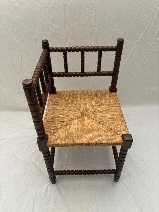 Stoel - Franse Bobbin Hoekstoel met Rieten Afwerking - Hout,, Antiek en Kunst, Curiosa en Brocante