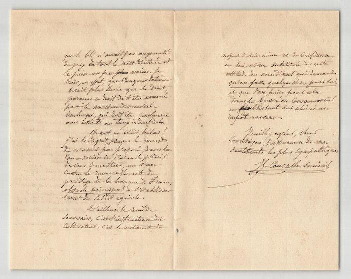 Jean-Gustave Courcelle-Seneuil - Lettre autographe signée -, Verzamelen, Film en Tv