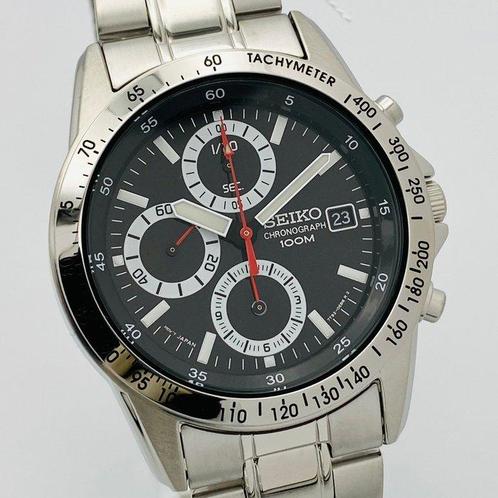 Seiko - Seiko Chronograph Black Rally Dial 100m - Zonder, Handtassen en Accessoires, Horloges | Antiek