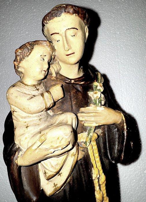 Twee gipsen figuren - Sint-Antonius van Padua met het Kind -, Antiek en Kunst, Antiek | Boeken en Manuscripten