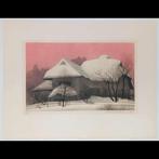 Crimson Clouds  - Copperplate Print Japan - Papier -, Antiek en Kunst
