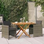 vidaXL 3-delige Tuinset met kussens grijs, Verzenden, Nieuw, Tuinset