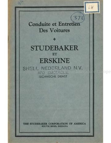 1927 STUDEBAKER | ERSKINE INSTRUCTIEBOEKJE FRANS