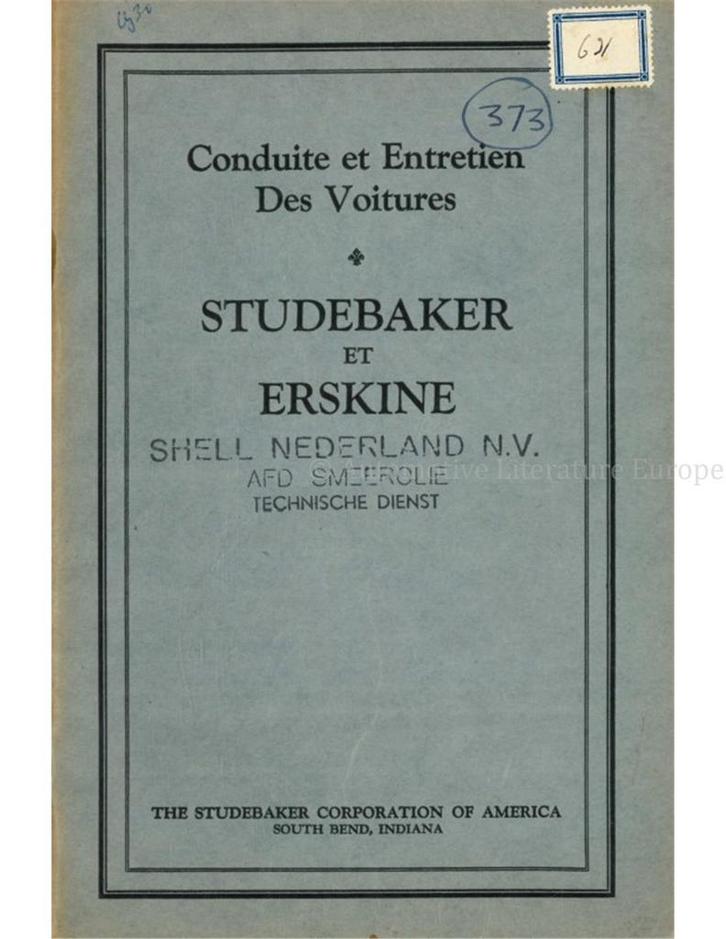 1927 STUDEBAKER | ERSKINE INSTRUCTIEBOEKJE FRANS, Auto diversen, Handleidingen en Instructieboekjes