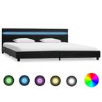 vidaXL Cadre de lit avec LED Noir Similicuir 180 x 200, Maison & Meubles, Chambre à coucher | Lits, Neuf, Verzenden