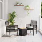 vidaXL Tuin Bistro Set 3 pcs Zwart Poly rattan, Tuin en Terras, Verzenden, Nieuw