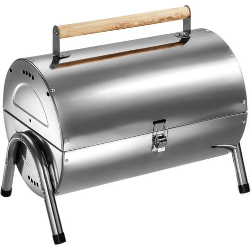 tectake Houtskoolbarbecue van roestvrij staal - zilver, Tuin en Terras, Houtskoolbarbecues, Verzenden