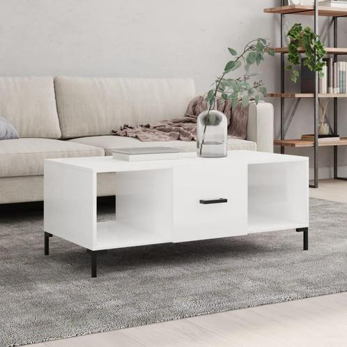 vidaXL Salontafel 102x50x40 cm bewerkt hout hoogglans wit, Huis en Inrichting, Tafels | Salontafels, Nieuw, Verzenden