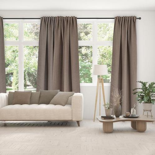 Kant-en-klaar bouclé gordijn - Taupe - 140 x 260 cm | dim, Auto-onderdelen, Interieur en Bekleding, Nieuw, Verzenden