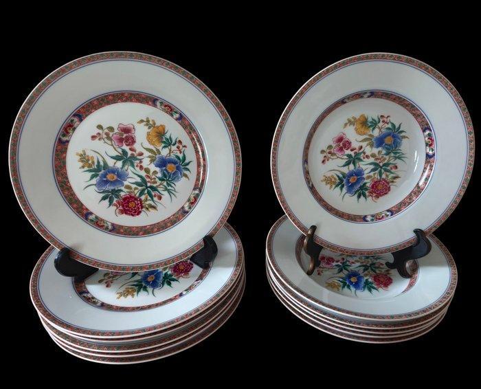 Limoges - Tafelservies voor 6 (16) - Hibiscus - Porselein -, Antiek en Kunst, Antiek | Meubels | Tafels