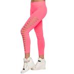 Neon Roze Legging Gaten L-XL, Verzenden