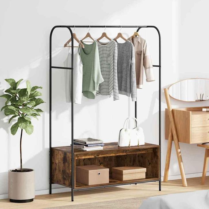 vidaXL Kledingrek met opslag Bruin 100 x 44 x 160 cm Bewerkt, Huis en Inrichting, Kasten | Kleerkasten, Nieuw, Verzenden