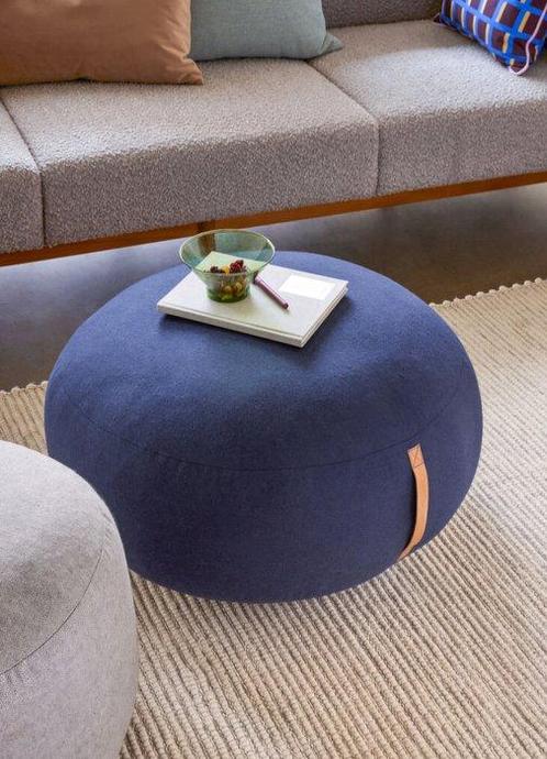 Hübsch - Pouf - Pouf Mochi Ø70 - Bleu - Laine - Pas de, Antiek en Kunst, Kunst | Designobjecten