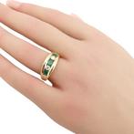 Ring - 18 karaat Geel goud - 1.04ct. tw. Smaragd - Diamant, Handtassen en Accessoires, Ringen, Nieuw