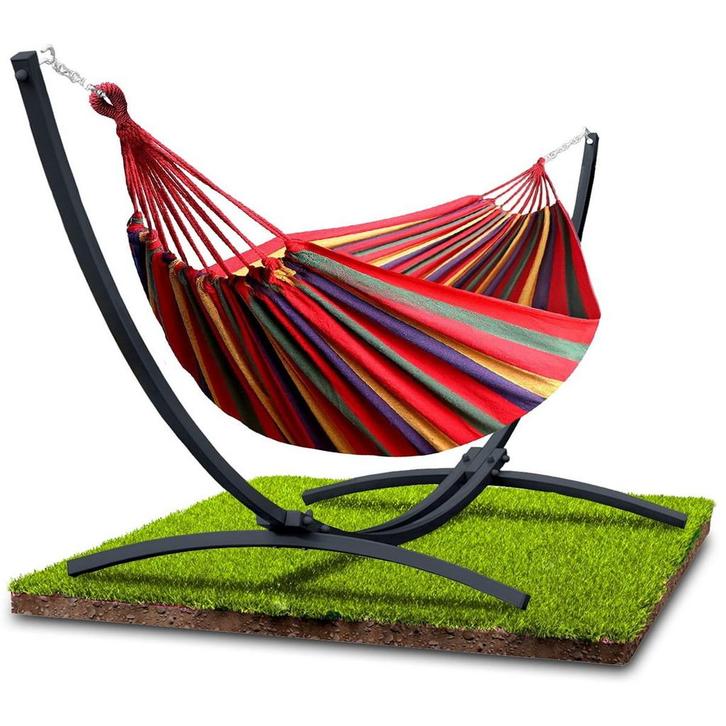 Hangmat met Standaard Rood 2P | Retour Deal | -46% Korting, Tuin en Terras, Hangmatten, Met standaard, Buiten, Nieuw, Meerpersoons