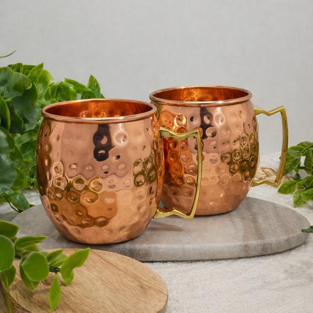 Puur Koperen Set 2 Mokken Gehamerd - 470 ml, Sports & Fitness, Produits de santé, Wellness & Bien-être, Enlèvement ou Envoi
