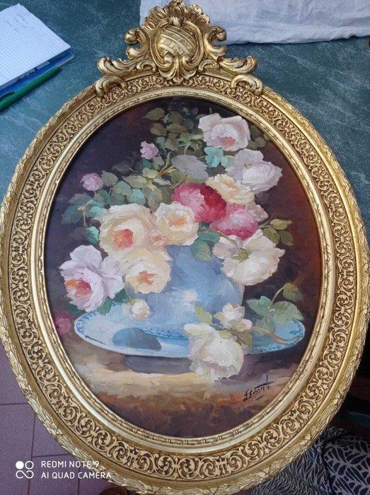 Scuola italiana (XX), firmato L. Esposito, Kring van - Rose, Antiek en Kunst, Kunst | Schilderijen | Klassiek