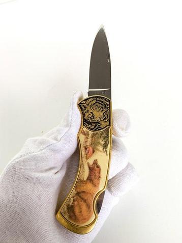 hunting collectors knife -Bear and salmon fish - Canif