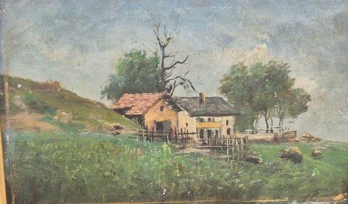 J. Bain XXe - Vue dun village situé à Salève Les Treize, Antiek en Kunst, Kunst | Schilderijen | Klassiek
