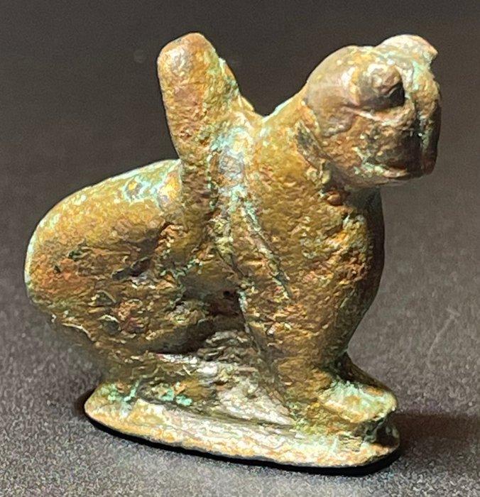 Egyptisch Brons Zeer zeldzaam beeldje van de kattengodin, Antiek en Kunst, Antiek | Overige Antiek