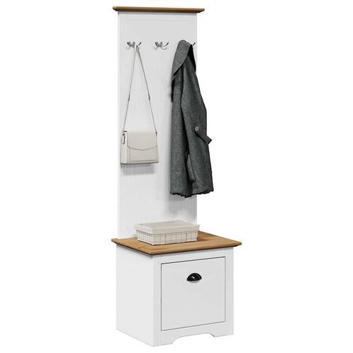 vidaXL Gangkast met haken BODO 50x40x157 cm wit en bruin, Huis en Inrichting, Overige Huis en Inrichting, Nieuw, Verzenden