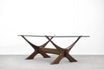 Orebro Glass - Salontafel - Condor - Glas, Wortelnotenhout -, Antiek en Kunst