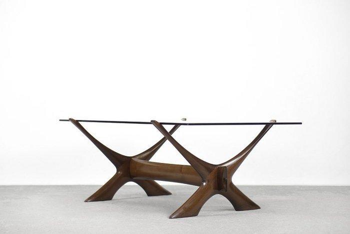 Orebro Glass - Salontafel - Condor - Glas, Wortelnotenhout -, Antiek en Kunst, Antiek | Meubels | Stoelen en Sofa's