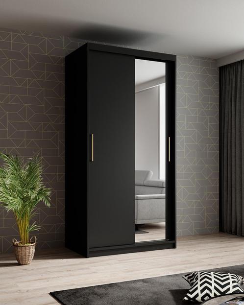 Meubella | Kledingkast mat zwart 100x62x200 schuifdeur, Huis en Inrichting, Kasten | Overige, Nieuw, Verzenden