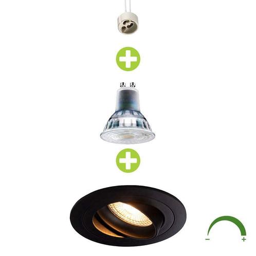 LED Inbouwspot 5,5 Watt Dimbaar 80mm kantelbaar Zwart rond, Huis en Inrichting, Lampen | Spots, Plafondspot of Wandspot, Nieuw
