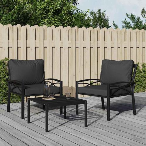 vidaXL Tuinstoelen met grijze kussens 2 st 68x76x79 cm staal, Tuin en Terras, Tuinsets en Loungesets, Nieuw, Verzenden
