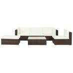 vidaXL 6-delige Loungeset met kussens poly rattan bruin, Tuin en Terras, Verzenden, Nieuw, Loungeset