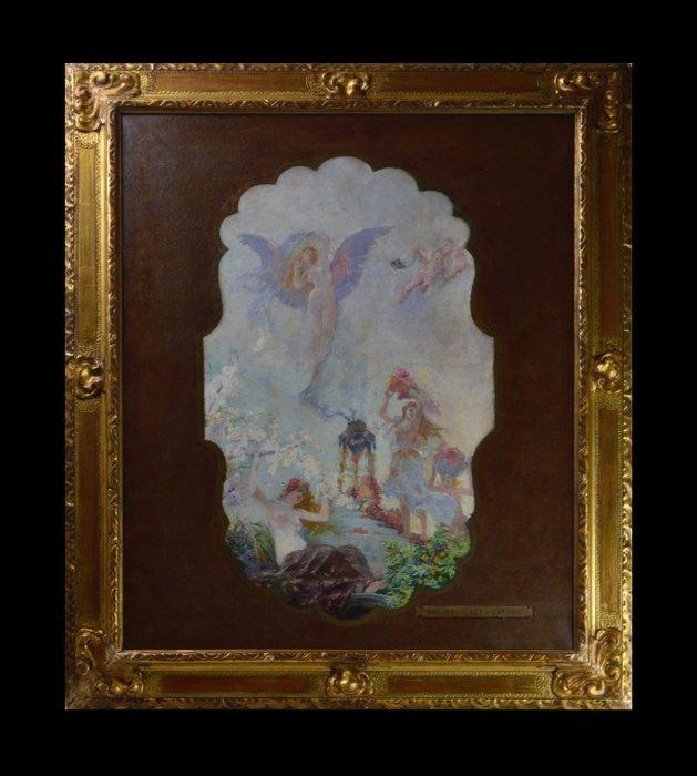 Paul Jean Gervais 1859-1944. - Scene dincantation., Antiek en Kunst, Kunst | Schilderijen | Klassiek