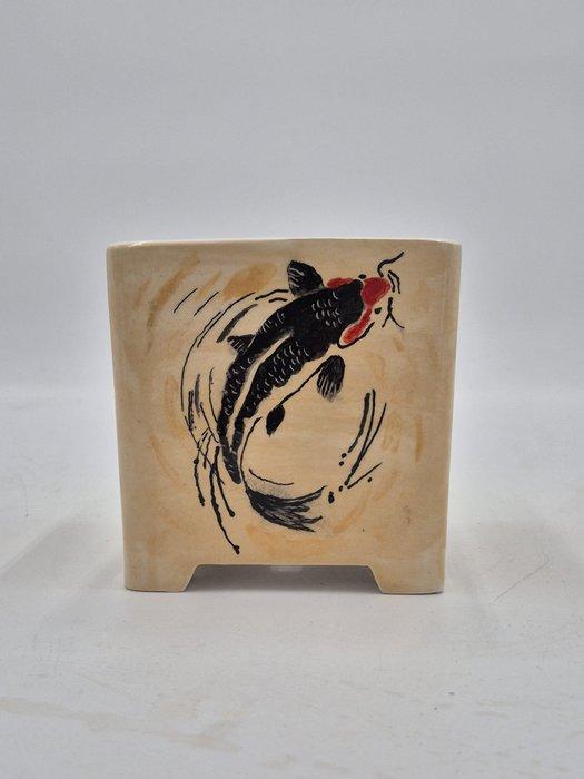 Handgetekende bonsaipot met koi - verzamelstuk - Hoogte, Antiek en Kunst, Curiosa en Brocante