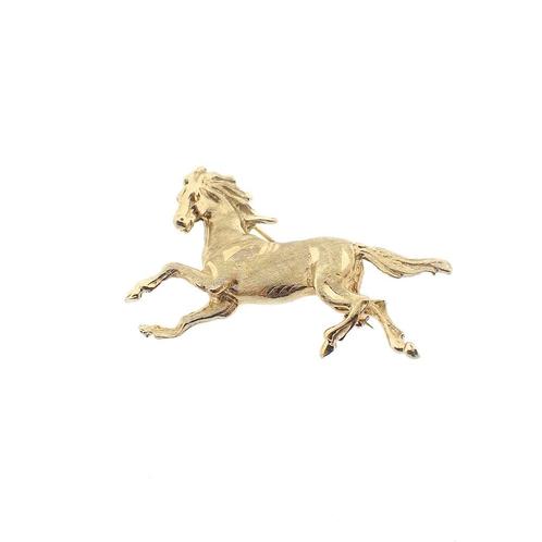 Gouden broche van een paard (paard hanger, hanger), Handtassen en Accessoires, Bedels, Gebruikt, Overige merken, Goud, Ophalen of Verzenden