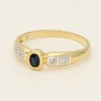 Ring - 18 karaat Geel goud - 0.17ct. tw. Saffier - Diamant, Nieuw