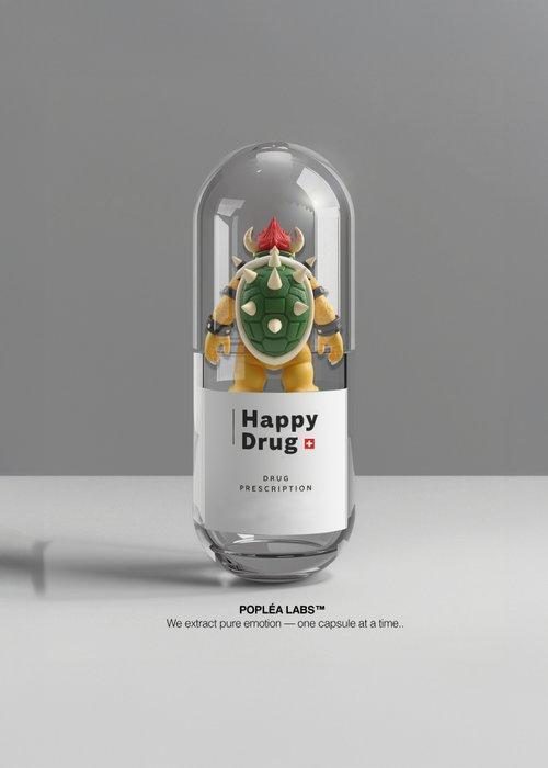 Poplea - HAPPY DRUG - POPLEA LABS - BOWSER, Antiek en Kunst, Kunst | Schilderijen | Modern