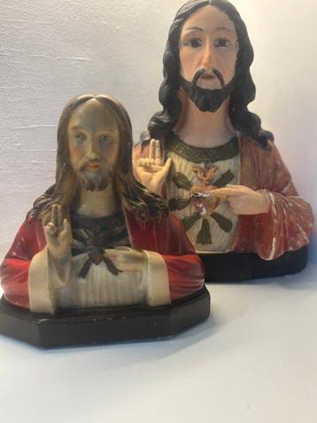 Buste du Sacré-Cœur de Jésus (2) - Antique - Plâtre -