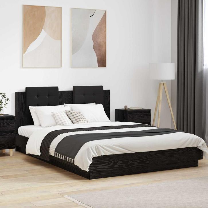 vidaXL Bedframe met Hoofdbord Artisan Eiken 140 x 200 cm, Maison & Meubles, Chambre à coucher | Lits, Envoi
