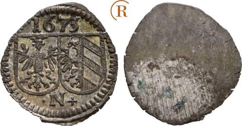 Einseitiger Pfennig 1673 Nuernberg Stadt:, Postzegels en Munten, Munten | Europa | Niet-Euromunten, België, Verzenden