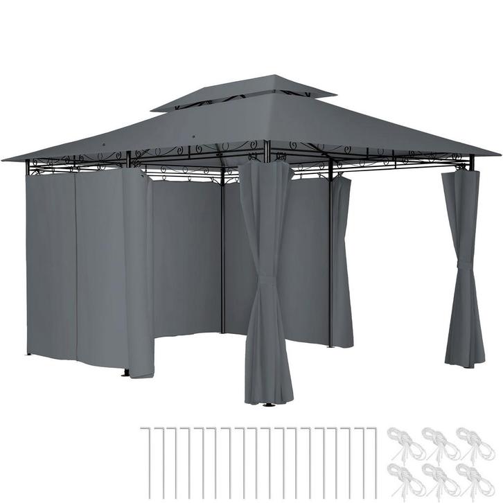tectake Luxe tuinpaviljoen Emine 4x3m met 6 zijdelen - antra, Tuin en Terras, Partytenten, Verzenden