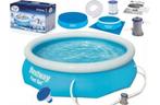 Bestway Fast Set opblaaszwembad 244x66 cm - Inclusief pom..., Tuin en Terras, Ophalen of Verzenden, Nieuw