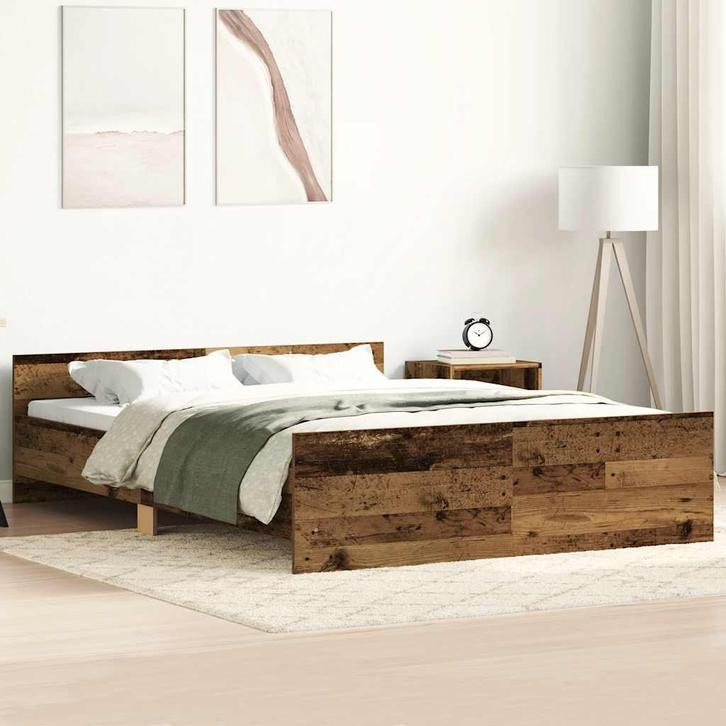 vidaXL Bedframe zonder matras 140x200 cm bewerkt hout oud, Huis en Inrichting, Slaapkamer | Bedden, Nieuw, Verzenden